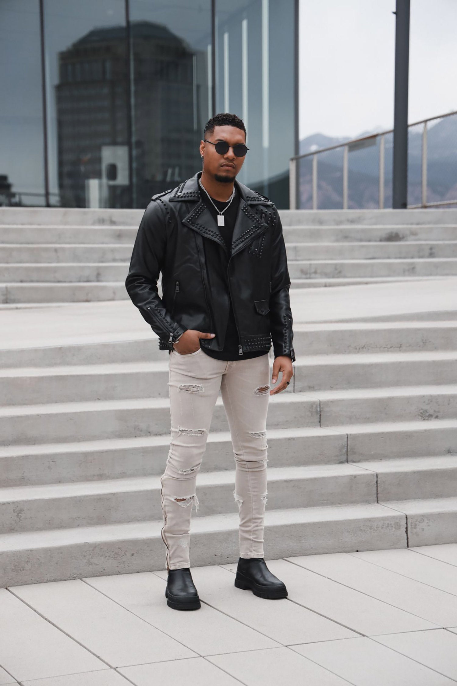 Serrated Look PU Jacket