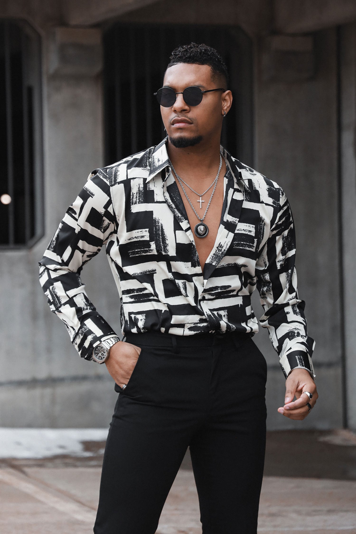 Prague Geometric Long Sleeve Shirt