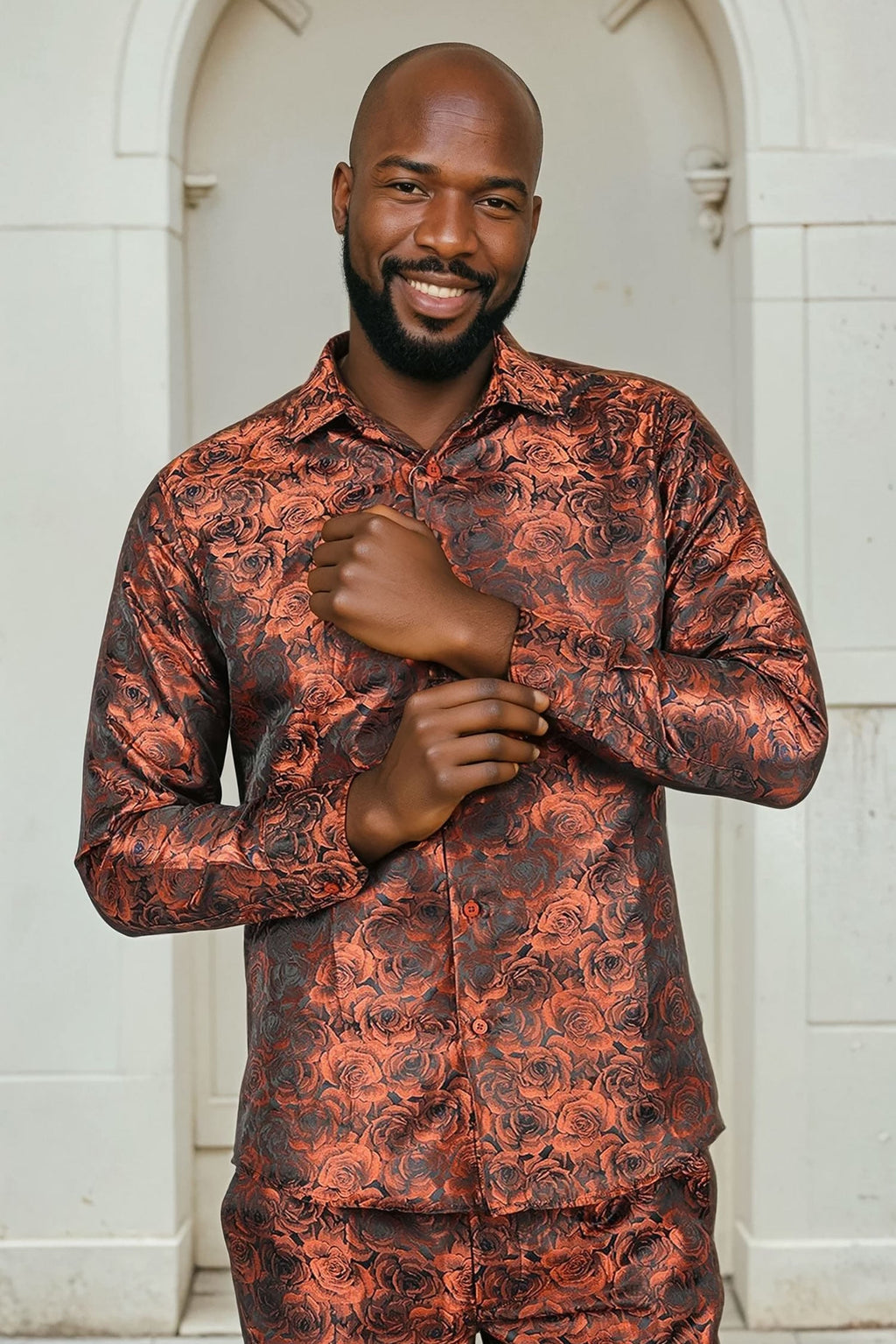 TWO TONE FLORAL Long Sleeve Shirt