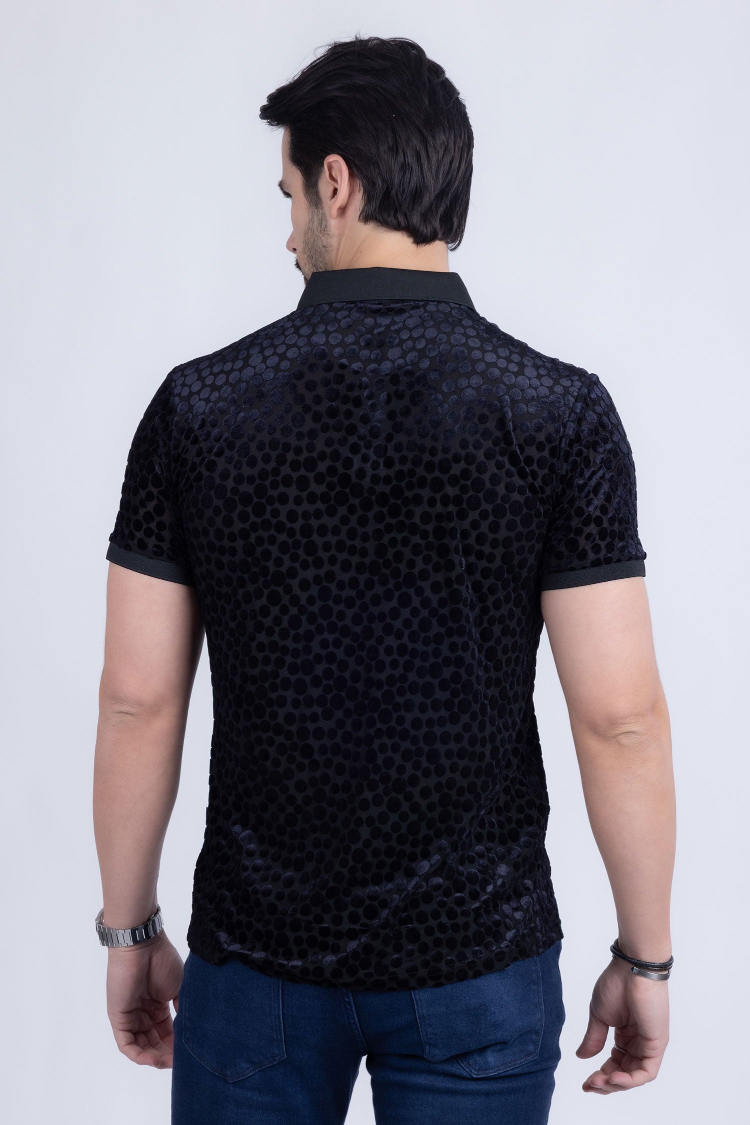 Polka Velvet Polo Shirt