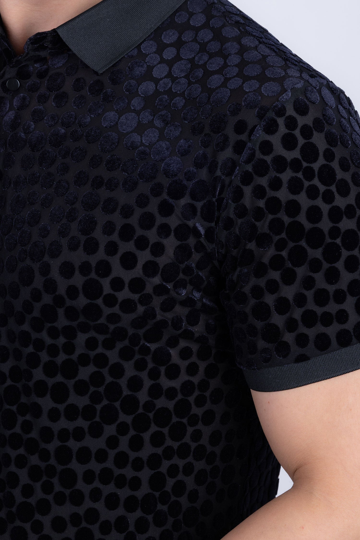 Polka Velvet Polo Shirt