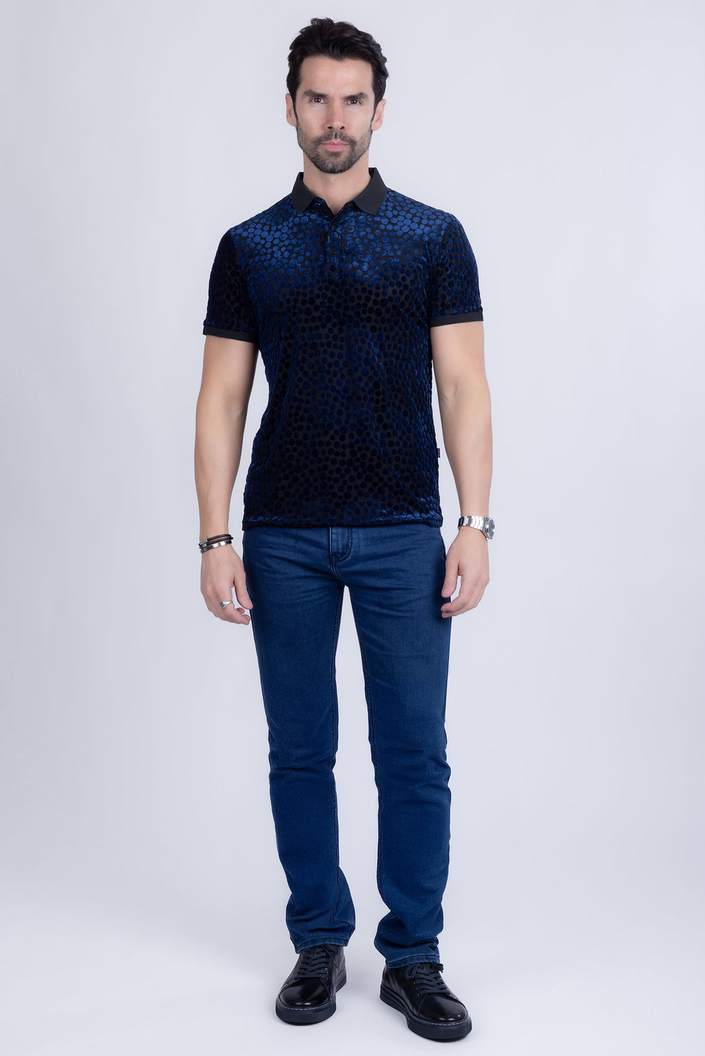 Polka Velvet Polo Shirt