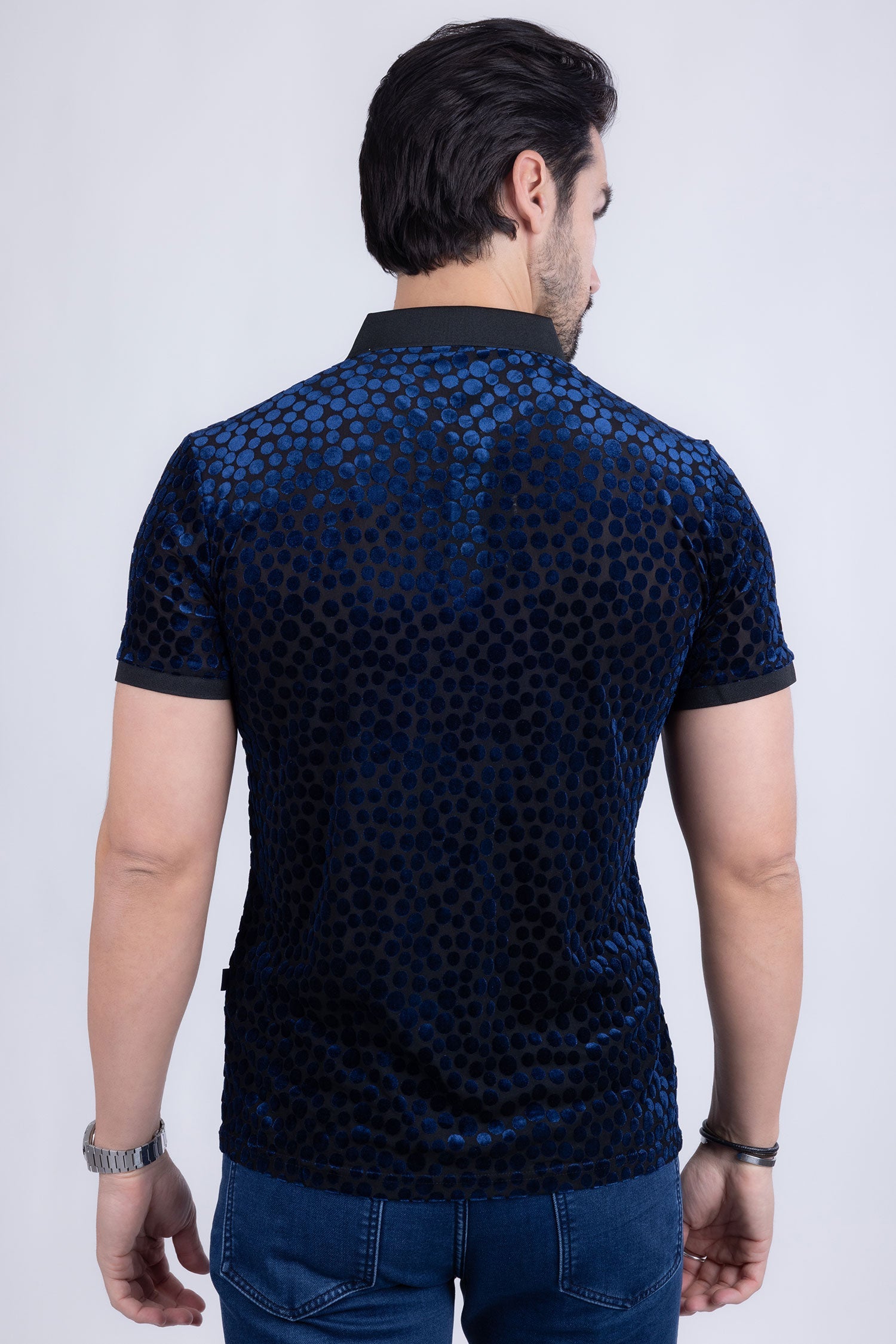 Polka Velvet Polo Shirt