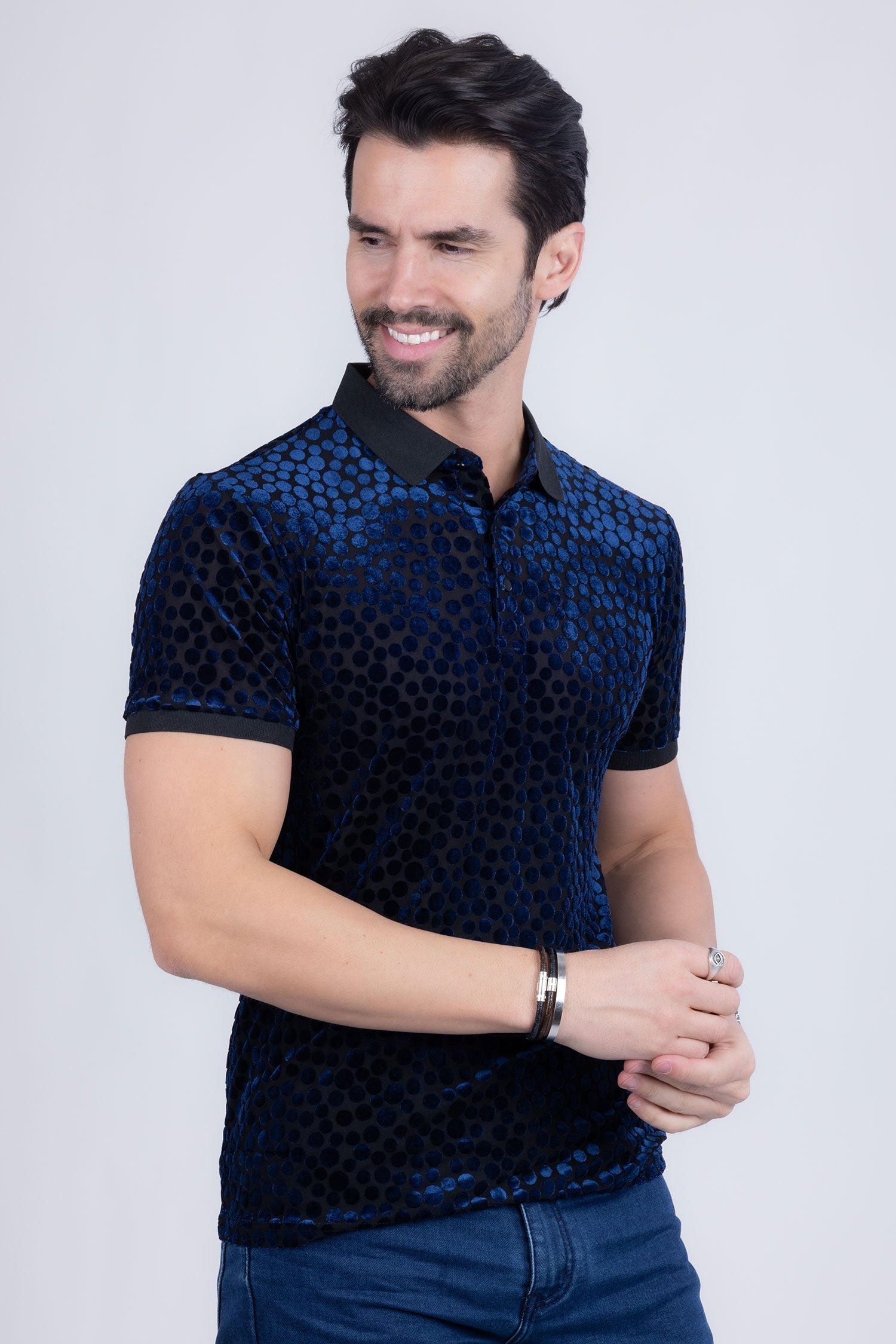 Polka Velvet Polo Shirt