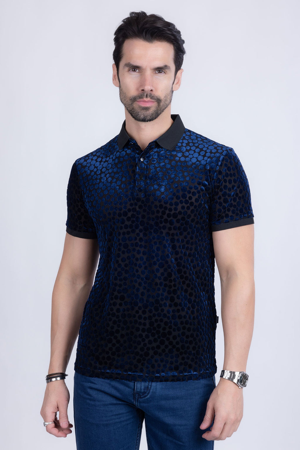 Polka Velvet Polo Shirt