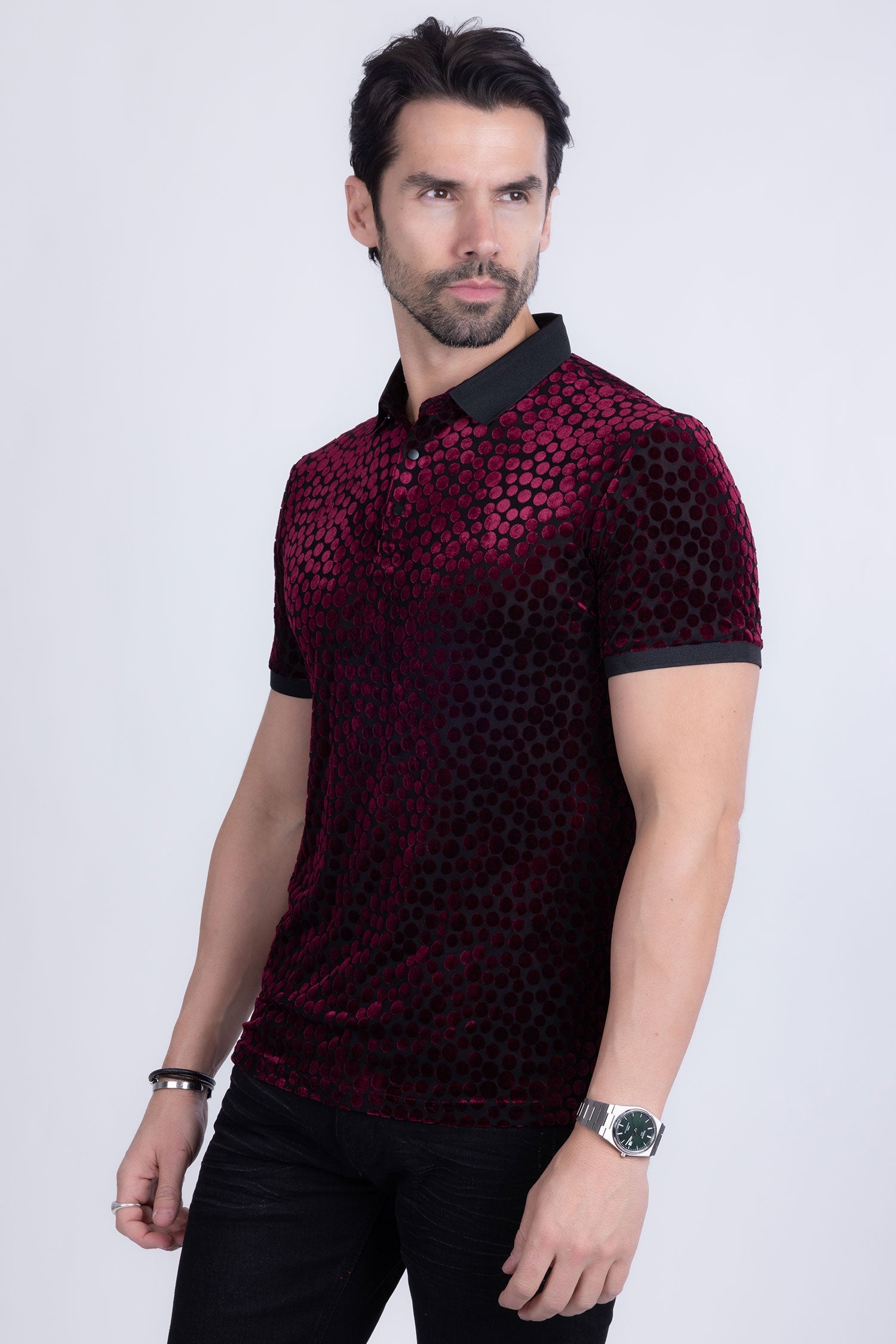 Polka Velvet Polo Shirt