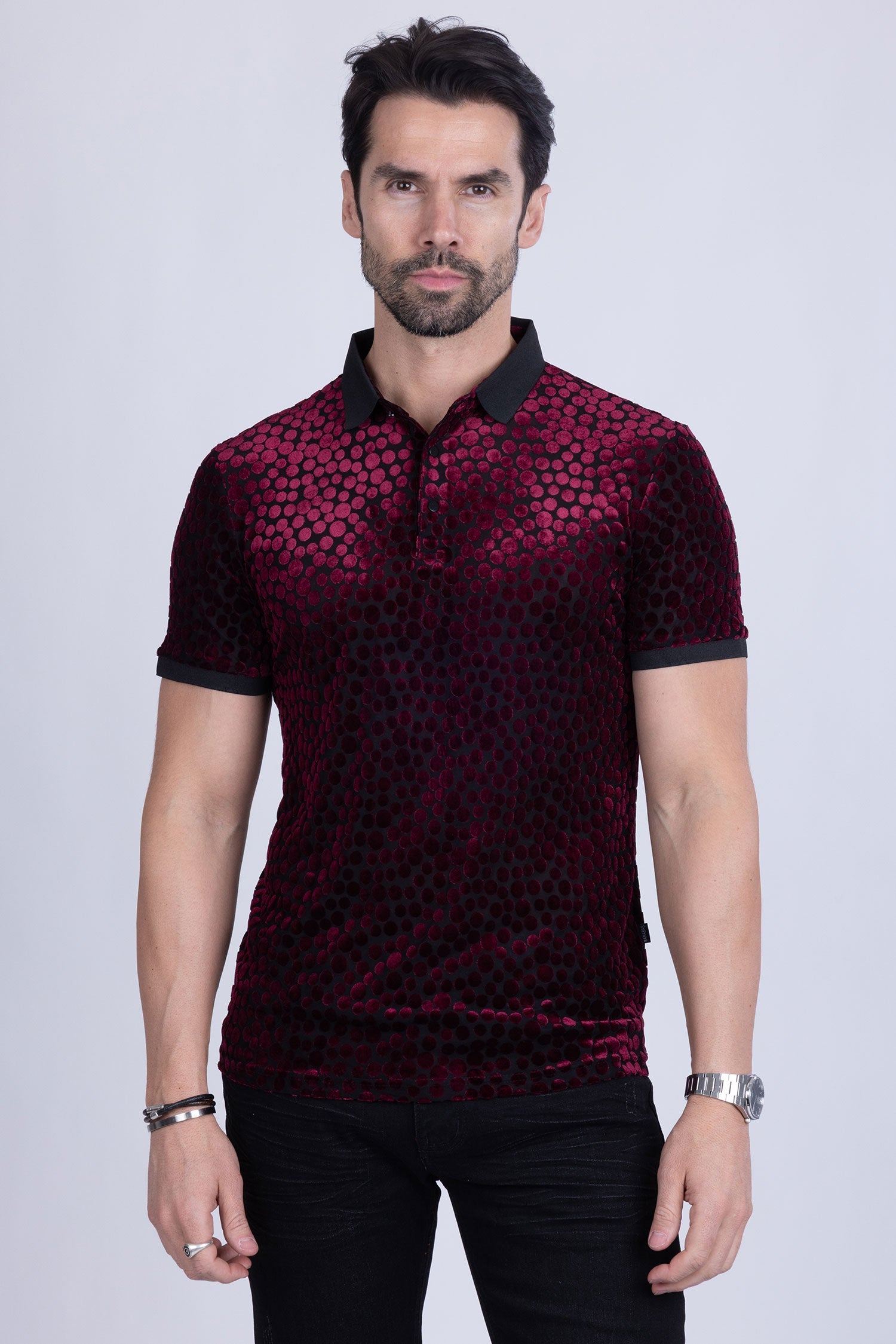 Polka Velvet Polo Shirt