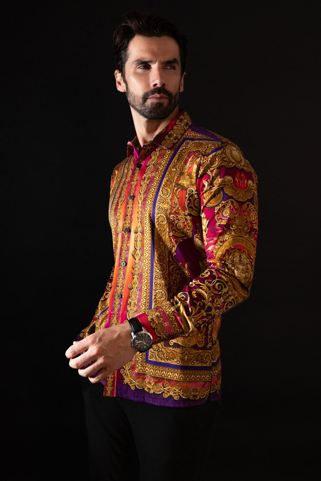 Leaning Mode Rhinestone Long Sleeve Shirt