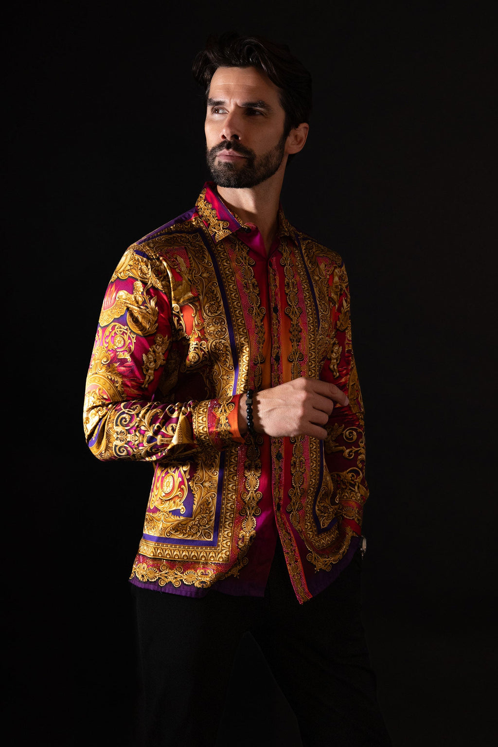 Leaning Mode Rhinestone Long Sleeve Shirt