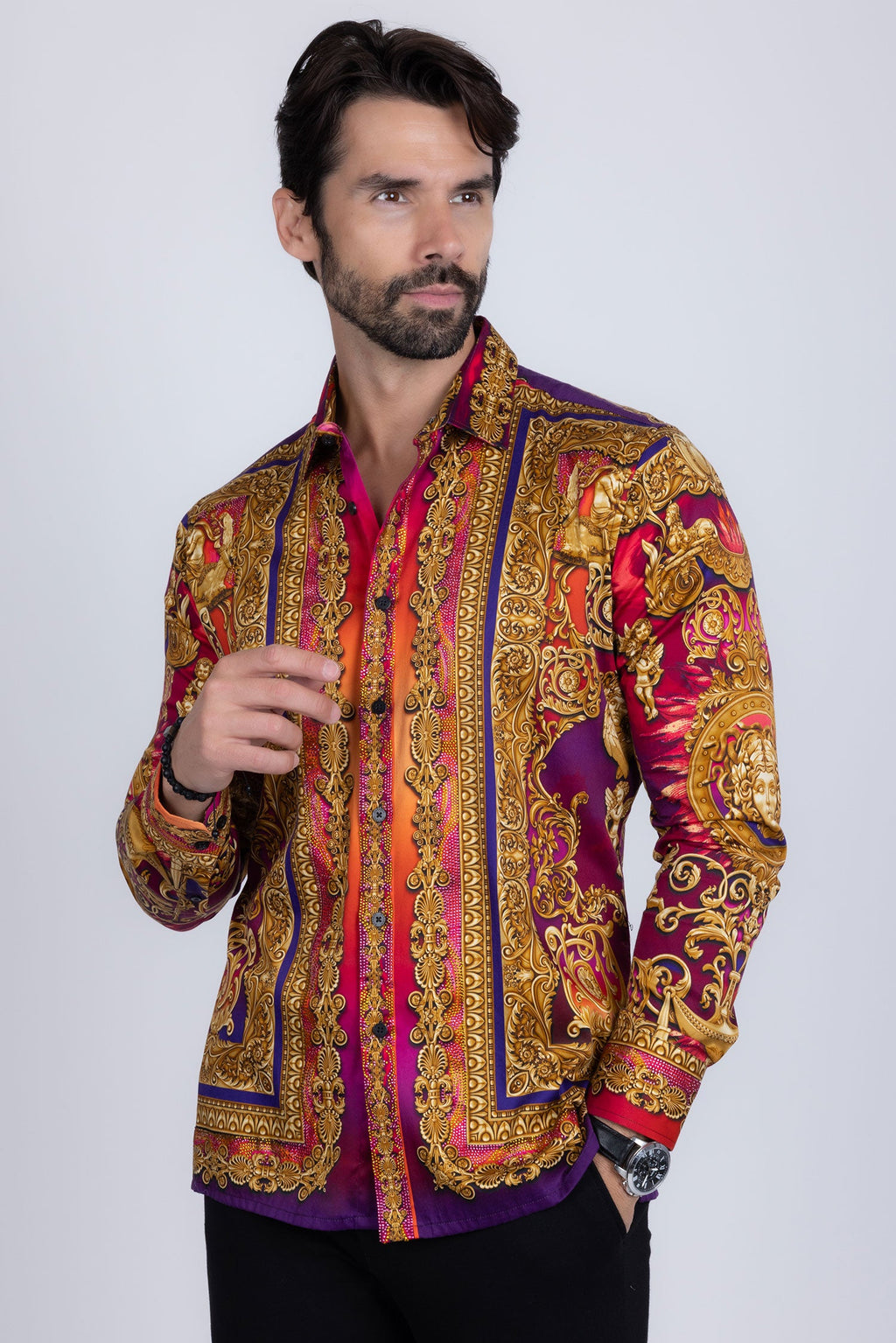 Leaning Mode Rhinestone Long Sleeve Shirt