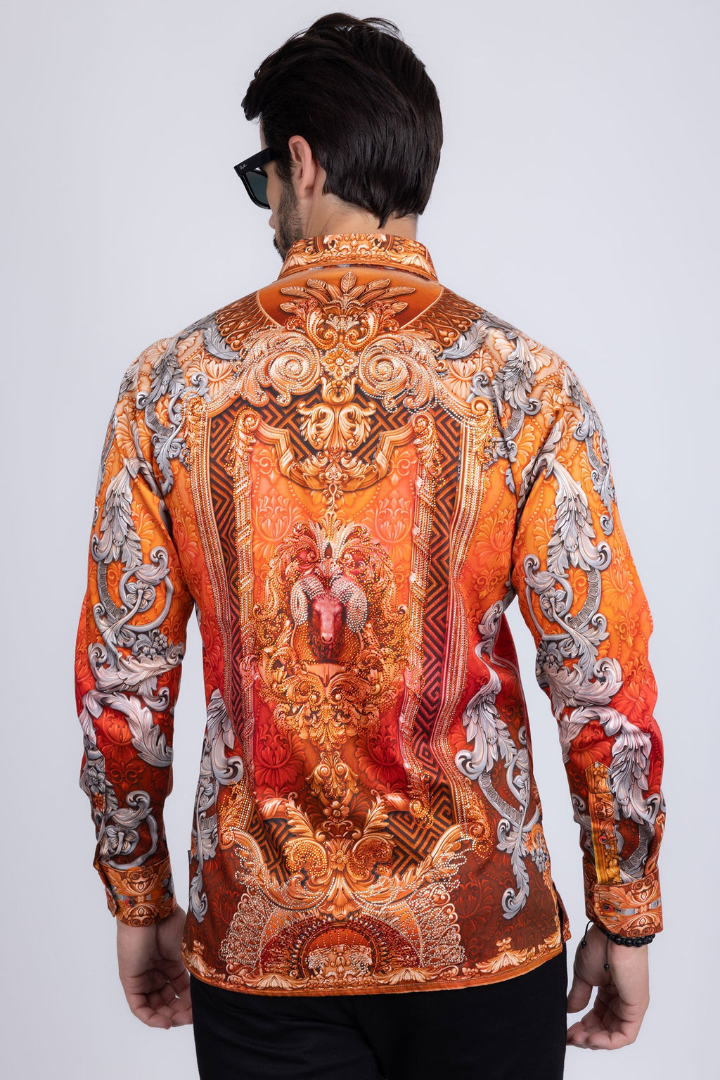 Floral Exquisite Rhinestone Long Sleeve Shirt