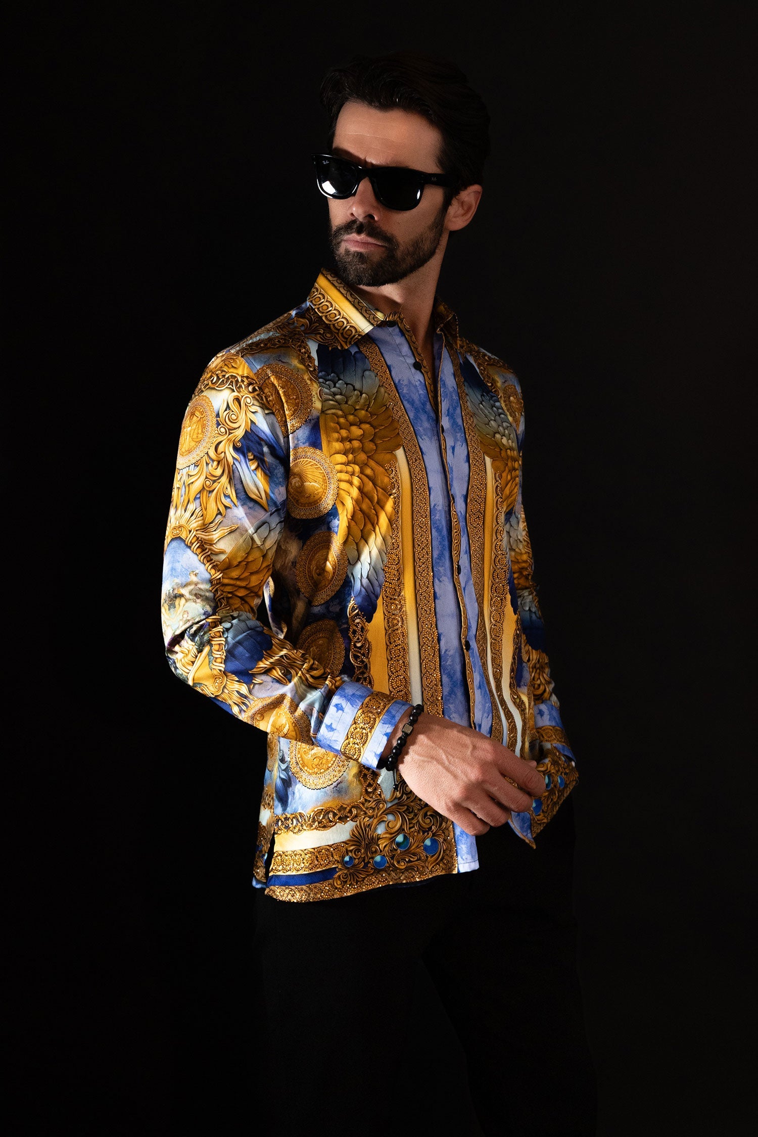 Striking Look Rhinestone Long Sleeve Shirt