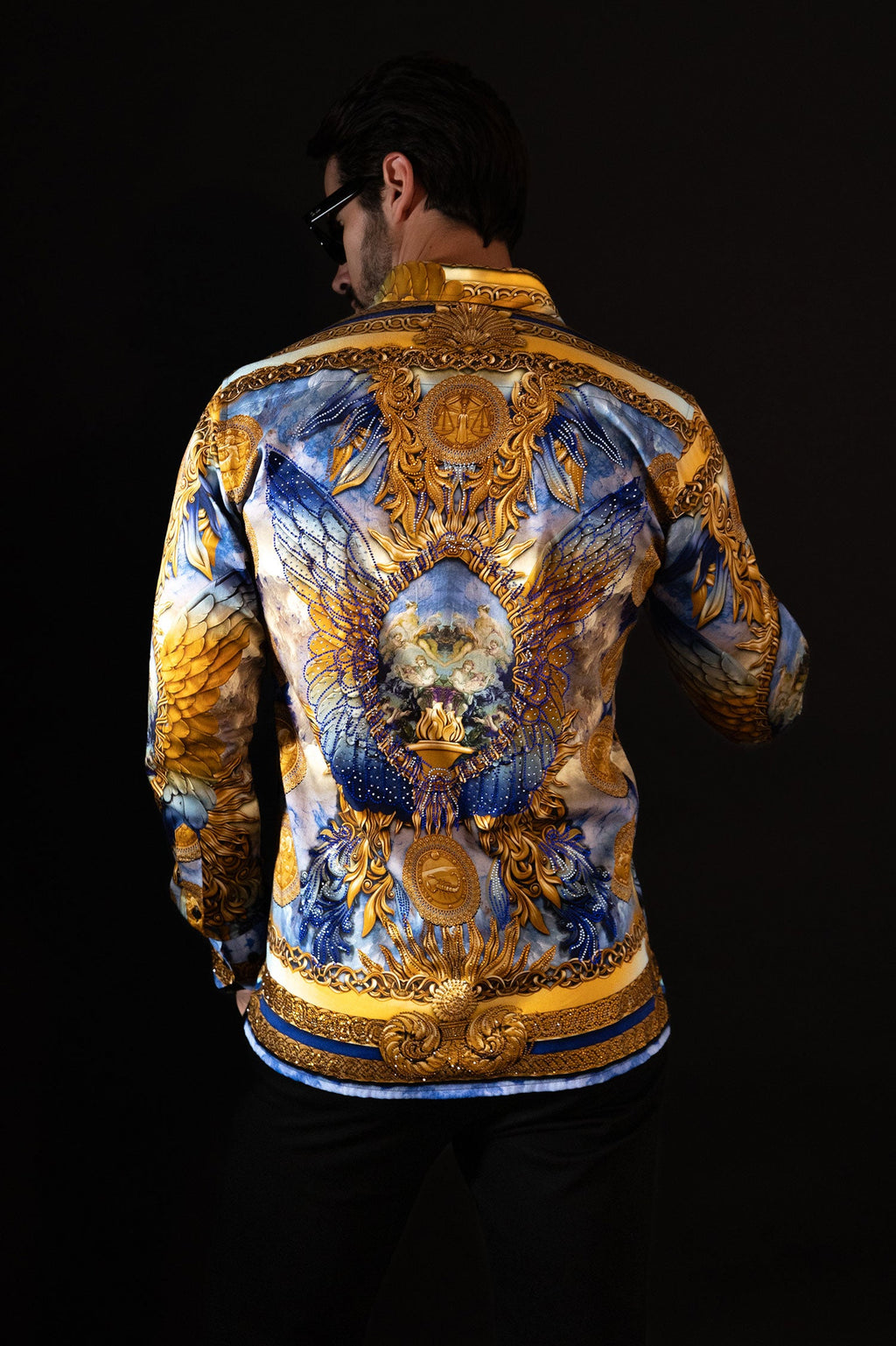 Striking Look Rhinestone Long Sleeve Shirt