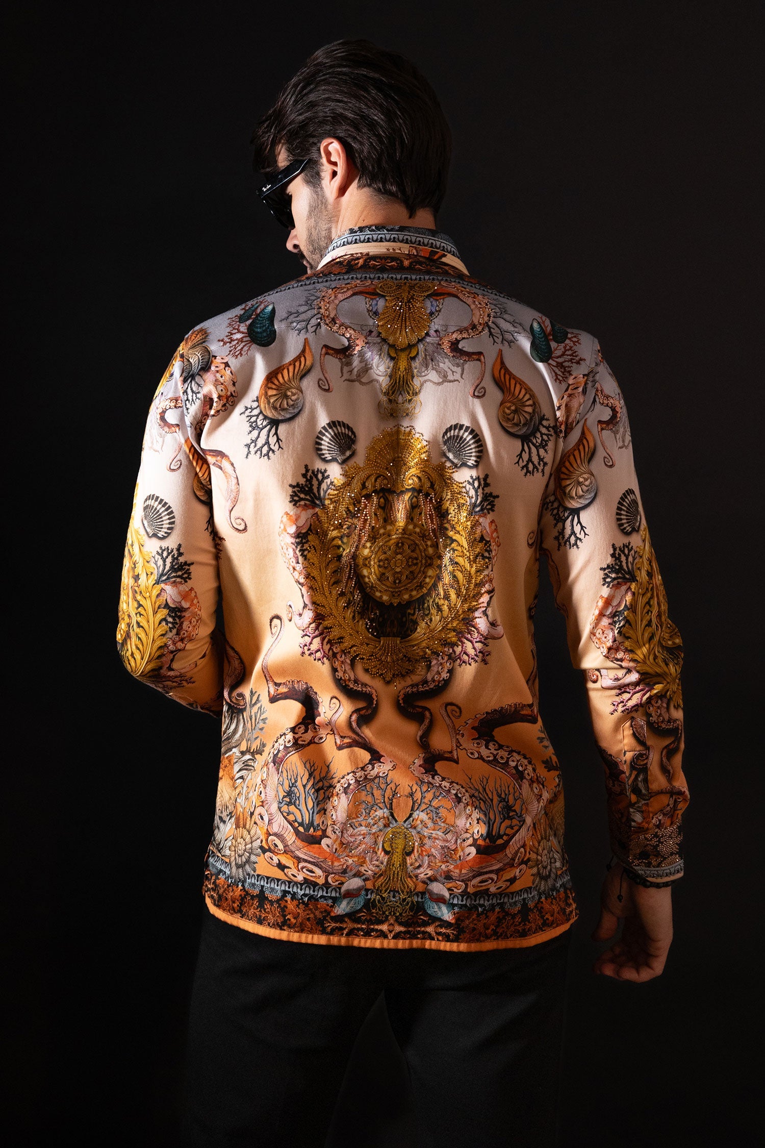 Sheering Modish Rhinestone Long Sleeve Shirt