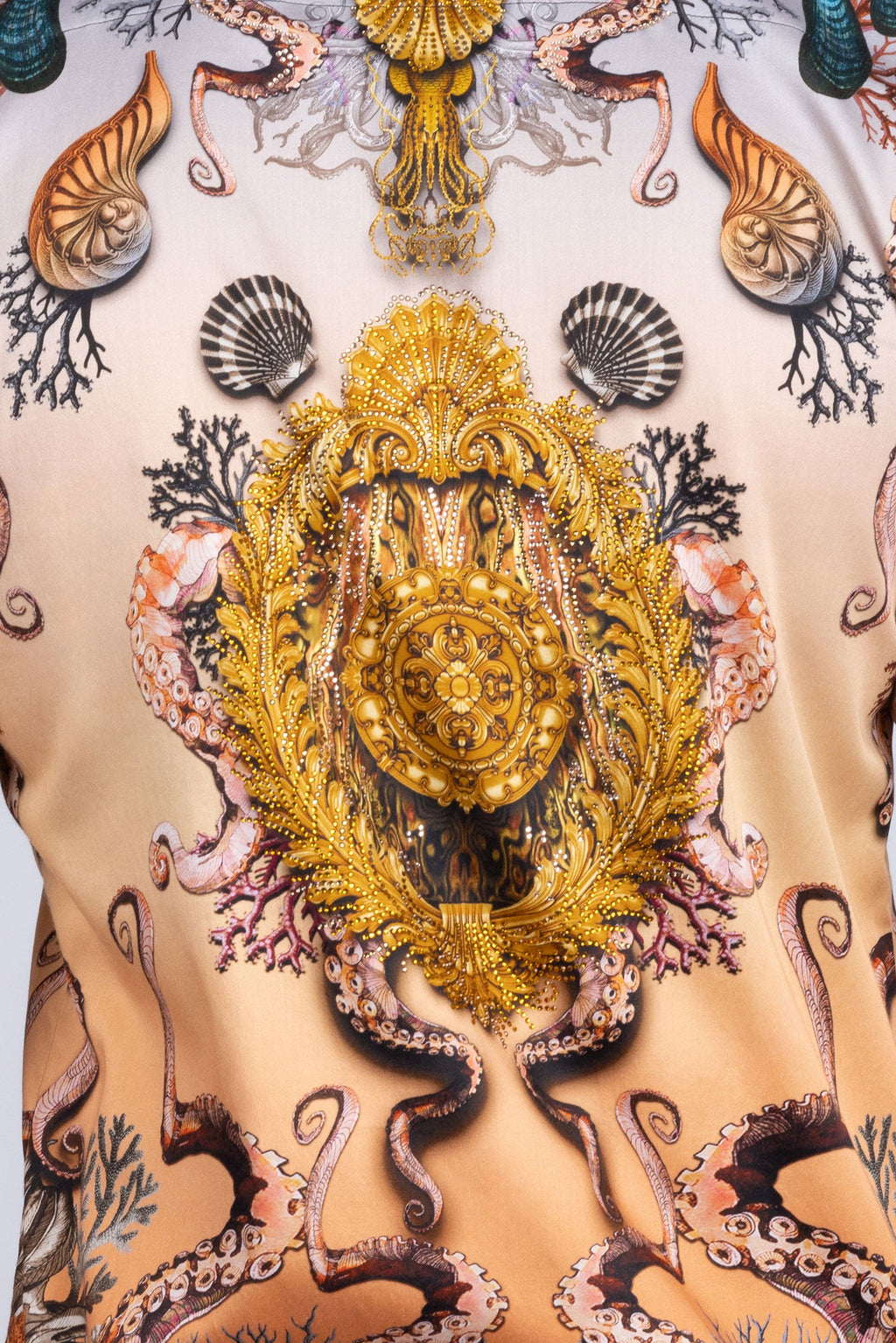 Sheering Modish Rhinestone Long Sleeve Shirt