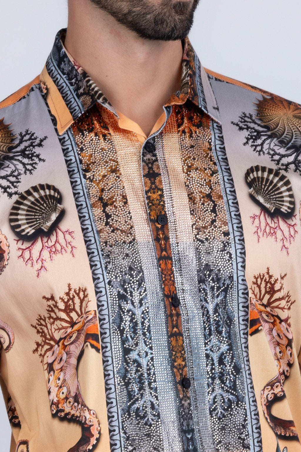 Sheering Modish Rhinestone Long Sleeve Shirt