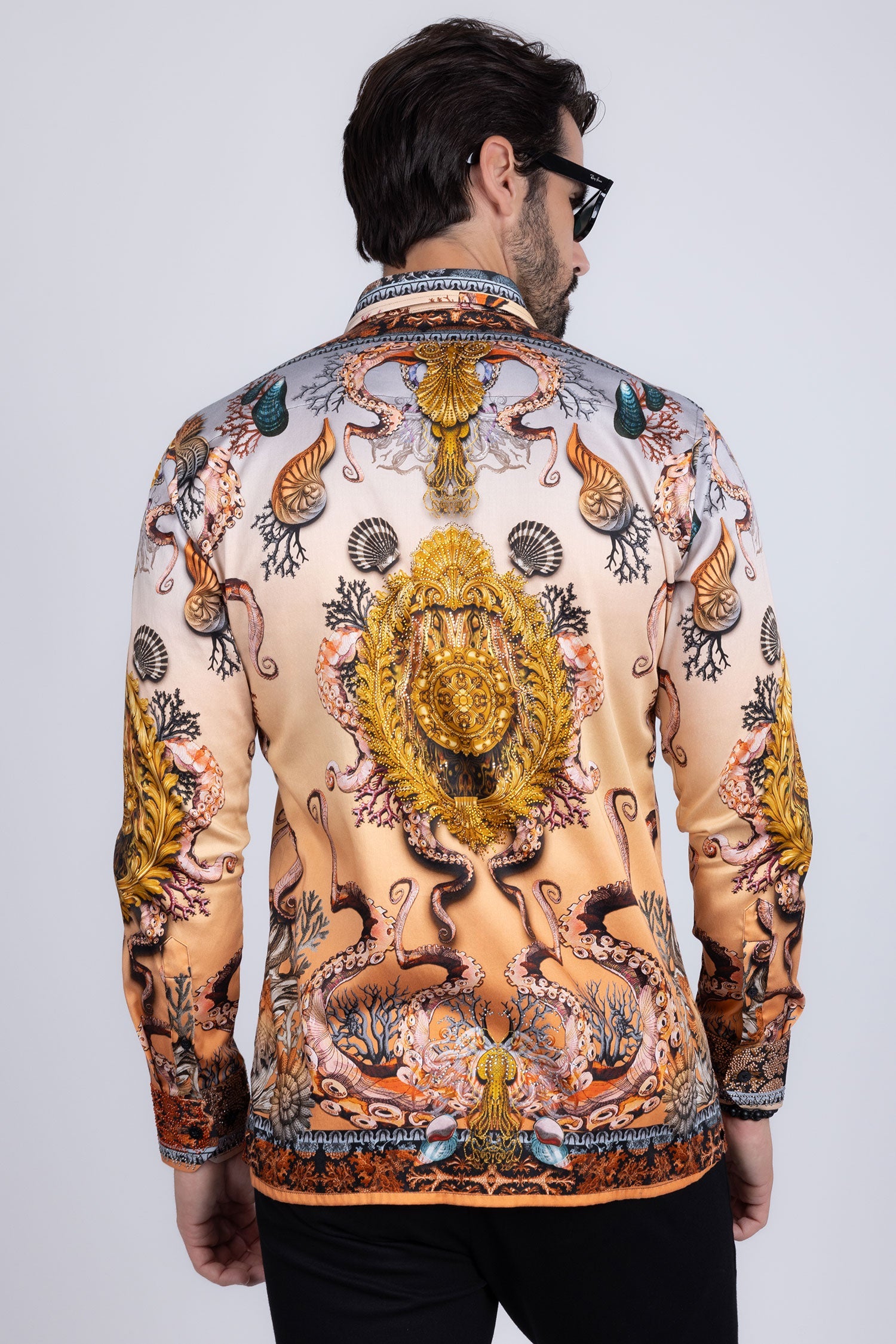 Sheering Modish Rhinestone Long Sleeve Shirt