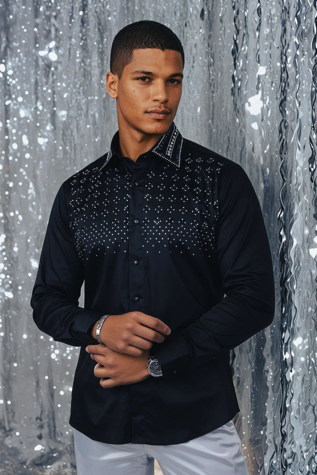 Velcia Rhinestone Long Sleeve Shirt