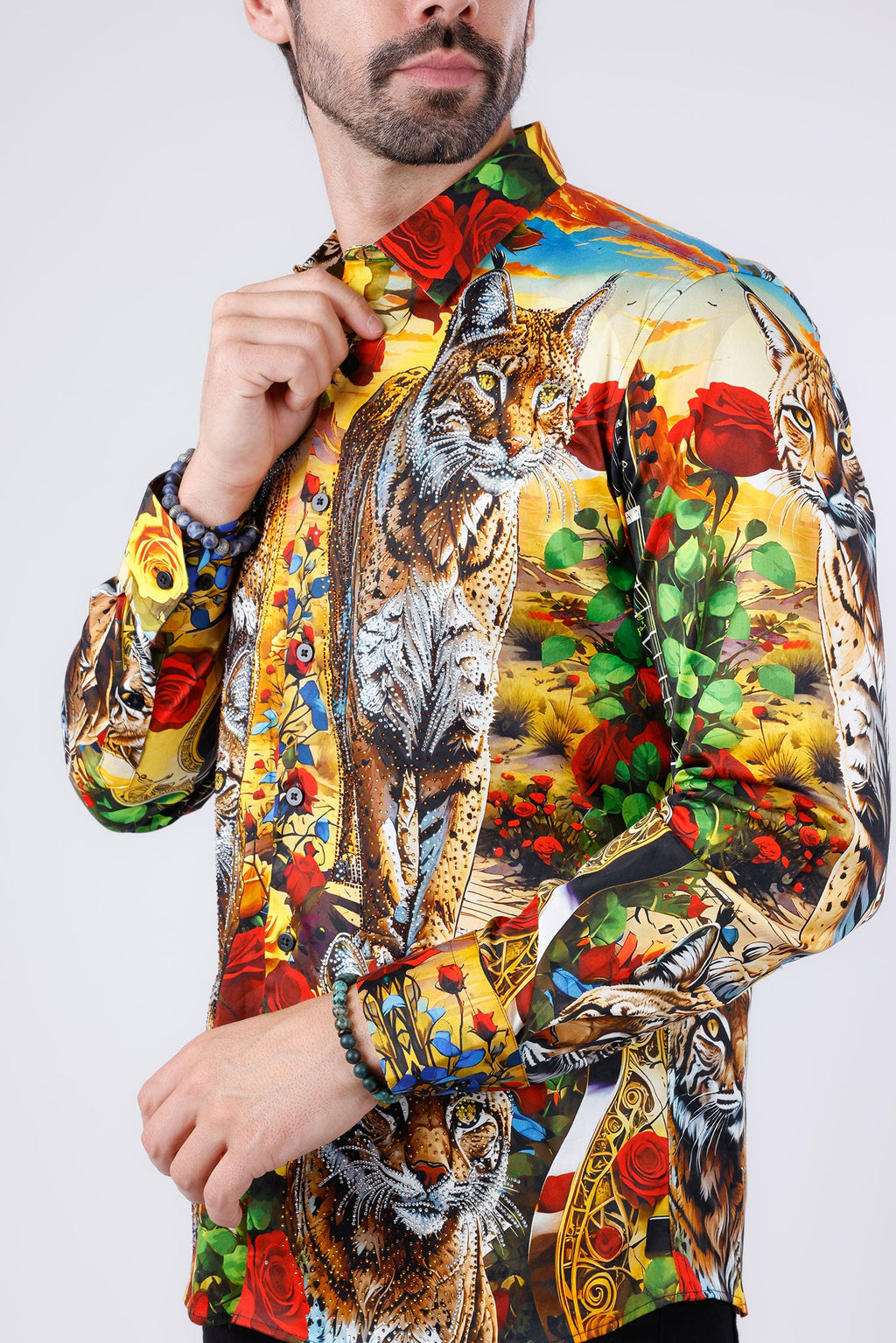 Glanceveil Rhinestone Long Sleeve Shirt