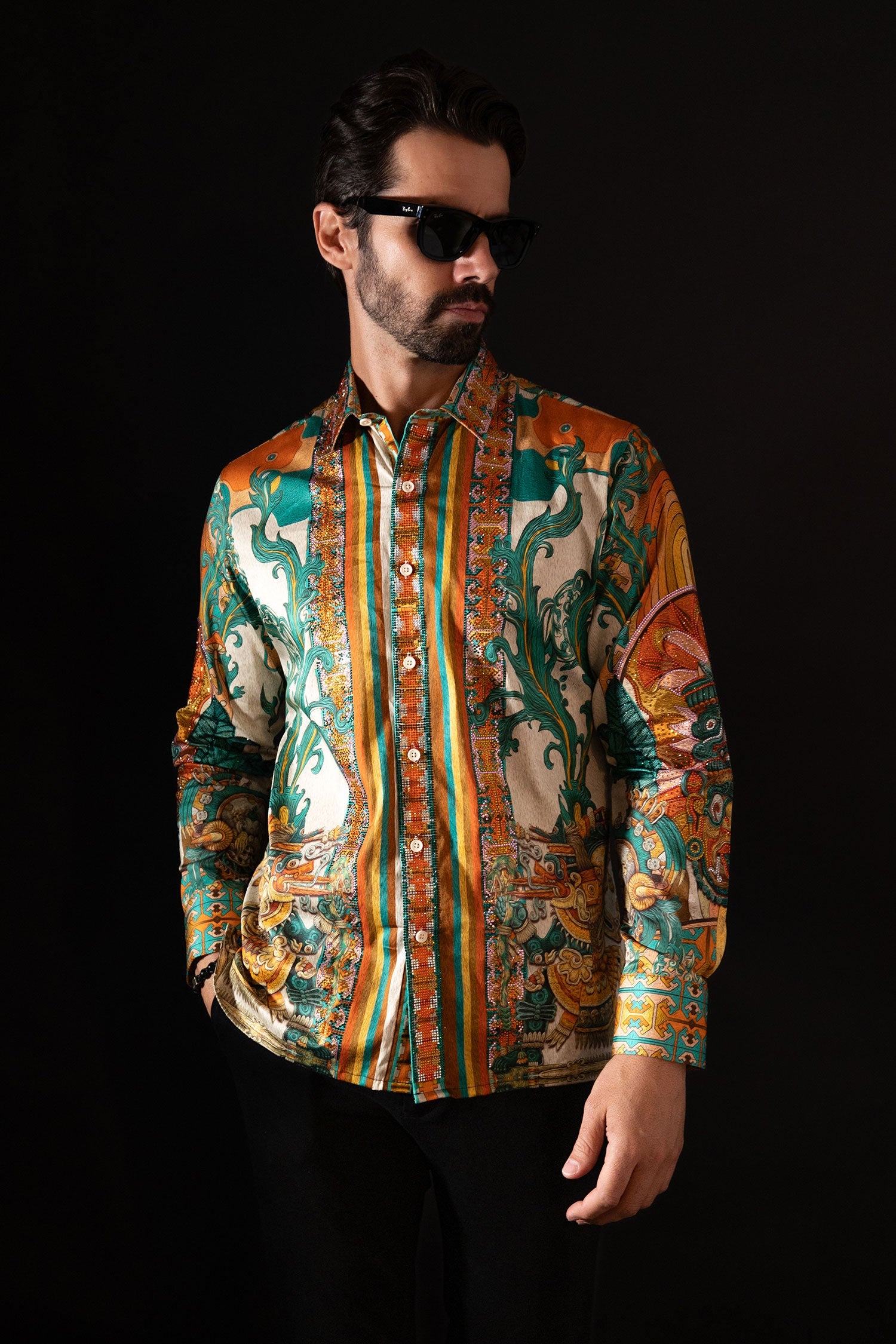 Flickerkilt Rhinestone Long Sleeve Shirt