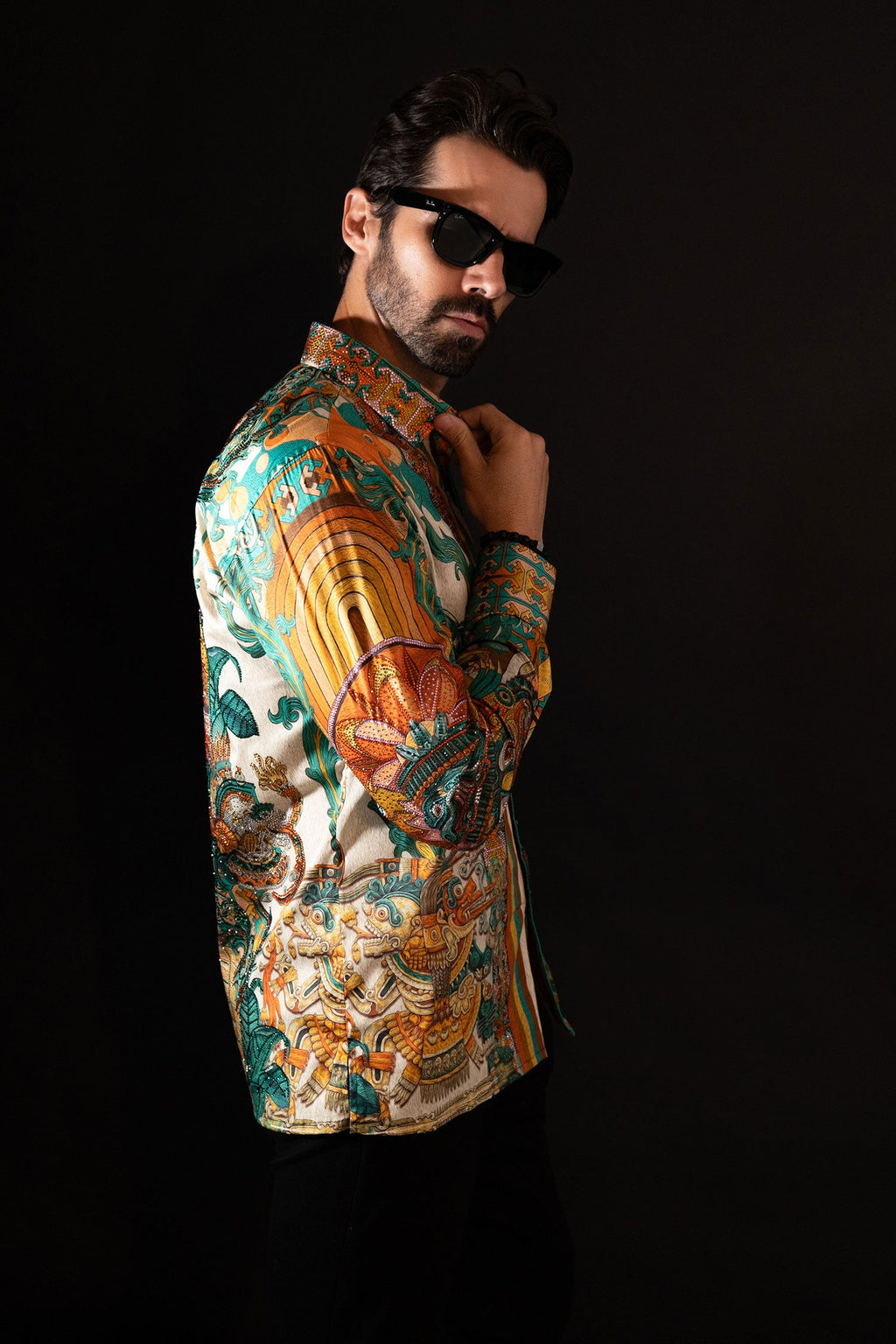 Flickerkilt Rhinestone Long Sleeve Shirt