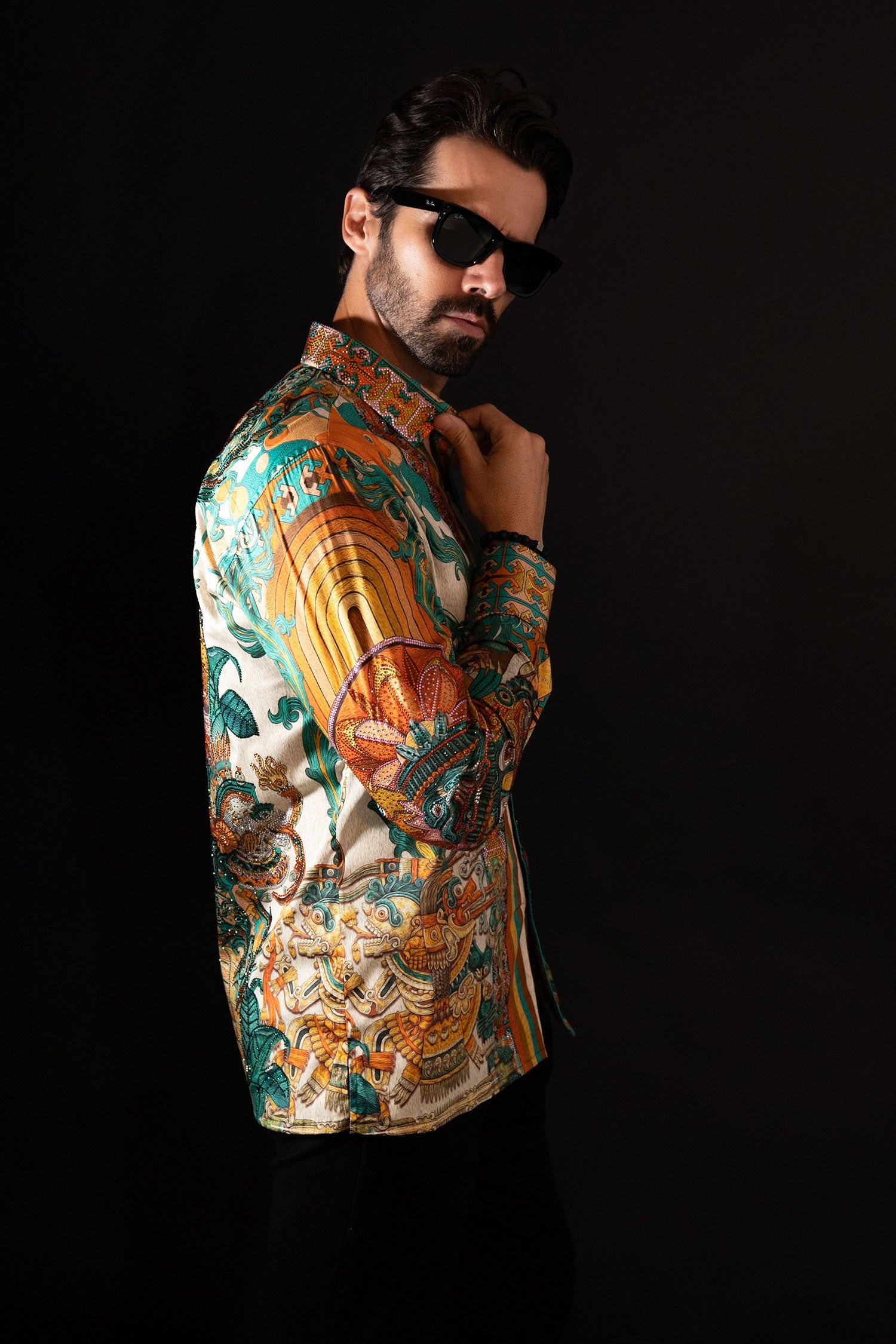 Flickerkilt Rhinestone Long Sleeve Shirt