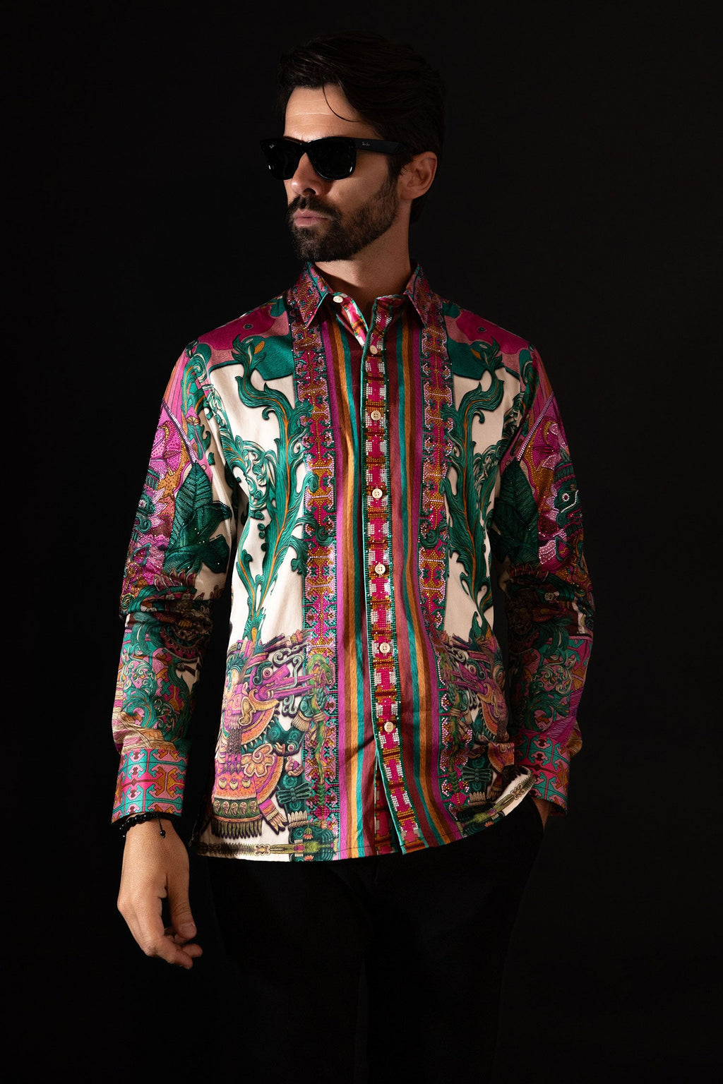 Flickerkilt Rhinestone Long Sleeve Shirt