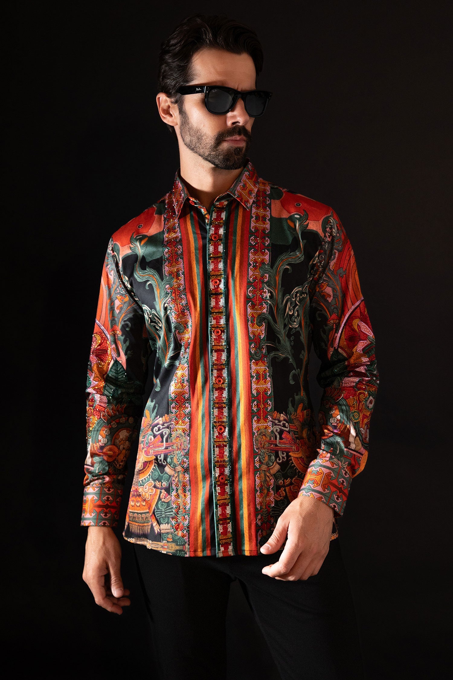 Flickerkilt Rhinestone Long Sleeve Shirt