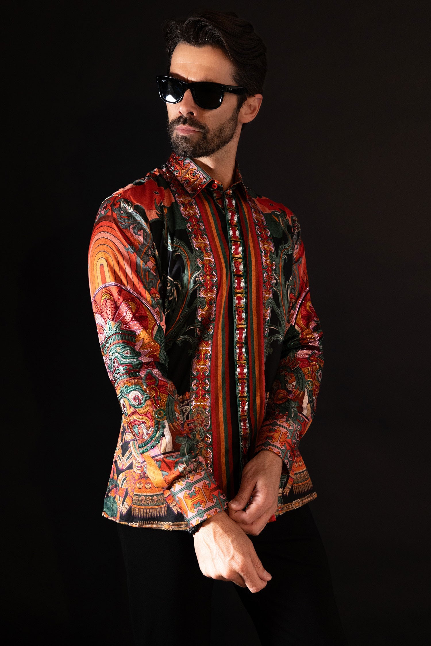 Flickerkilt Rhinestone Long Sleeve Shirt