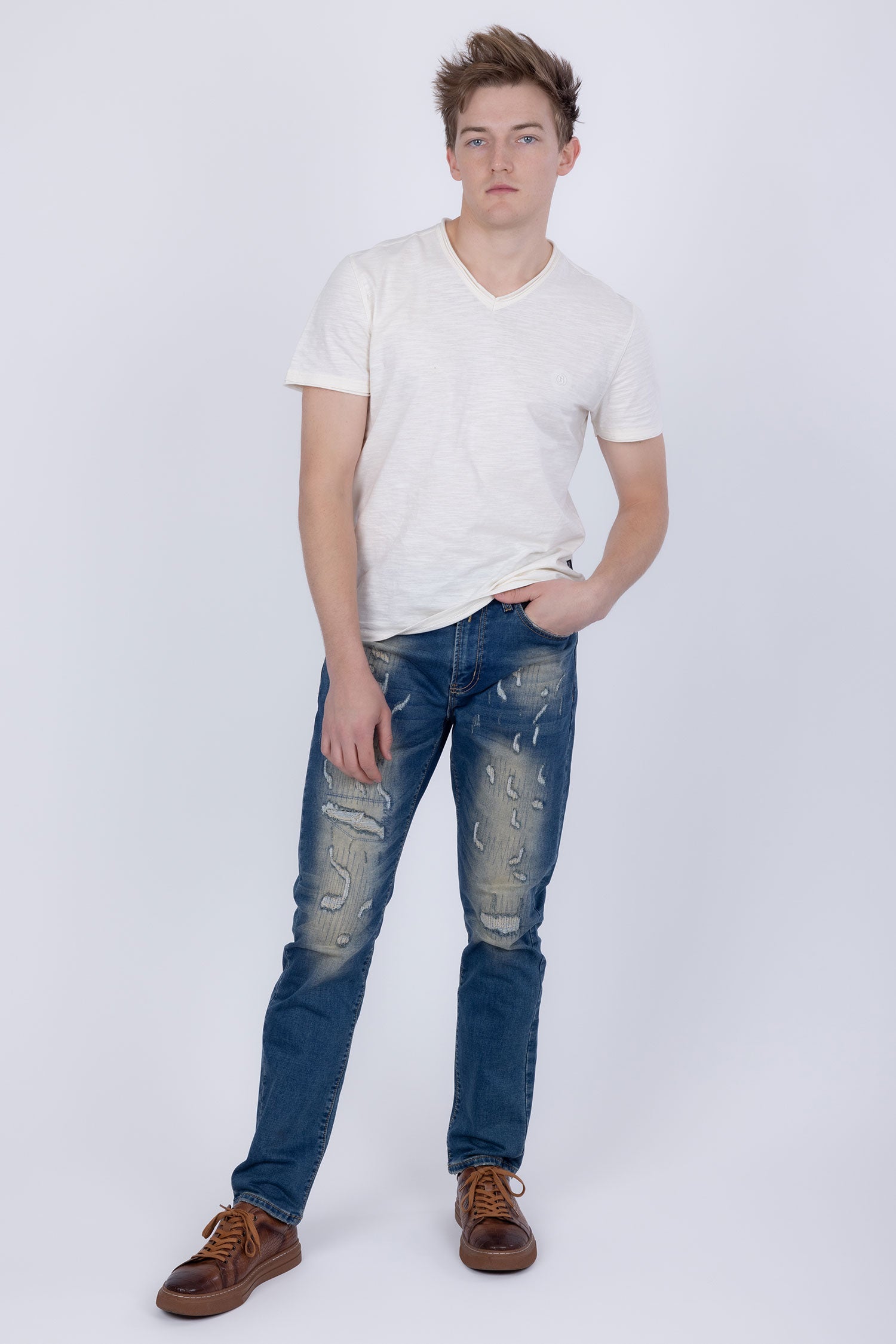 Agra V-Neck Solid T-Shirt