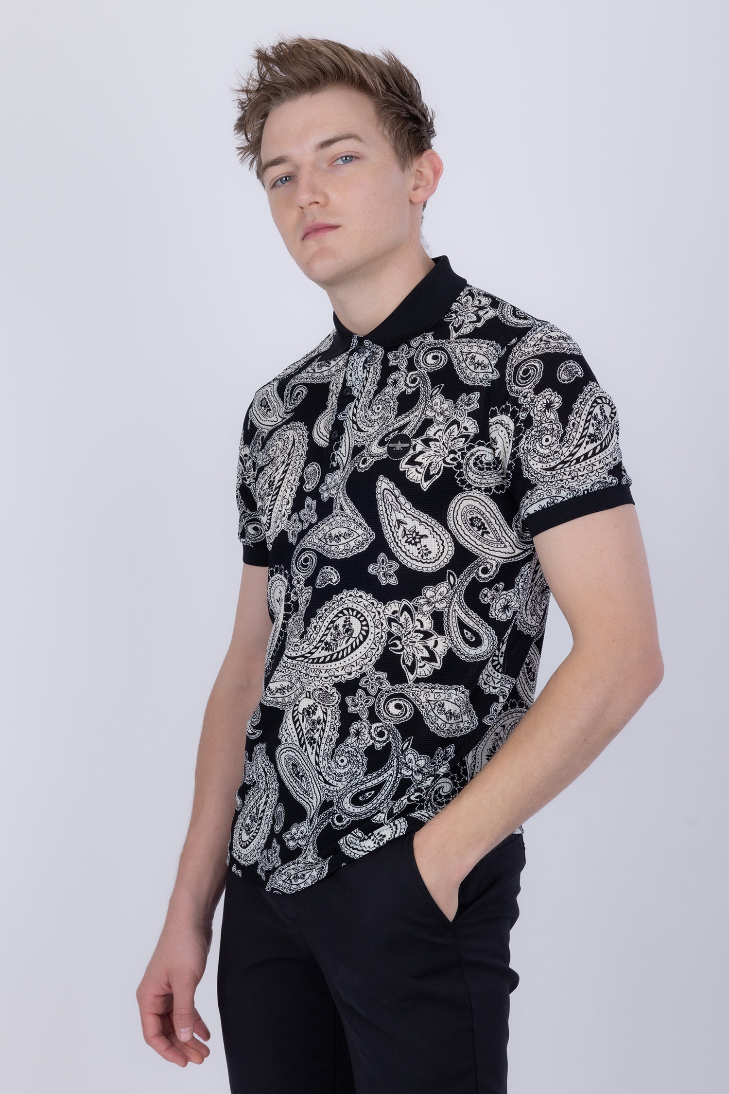 Paris Paisley Pattern Polo Shirt
