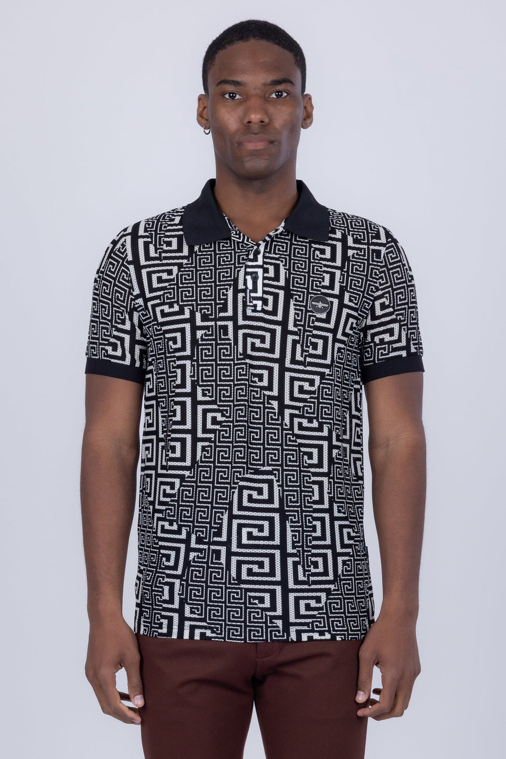 Mykonos Greek Key Pattern Polo Shirt