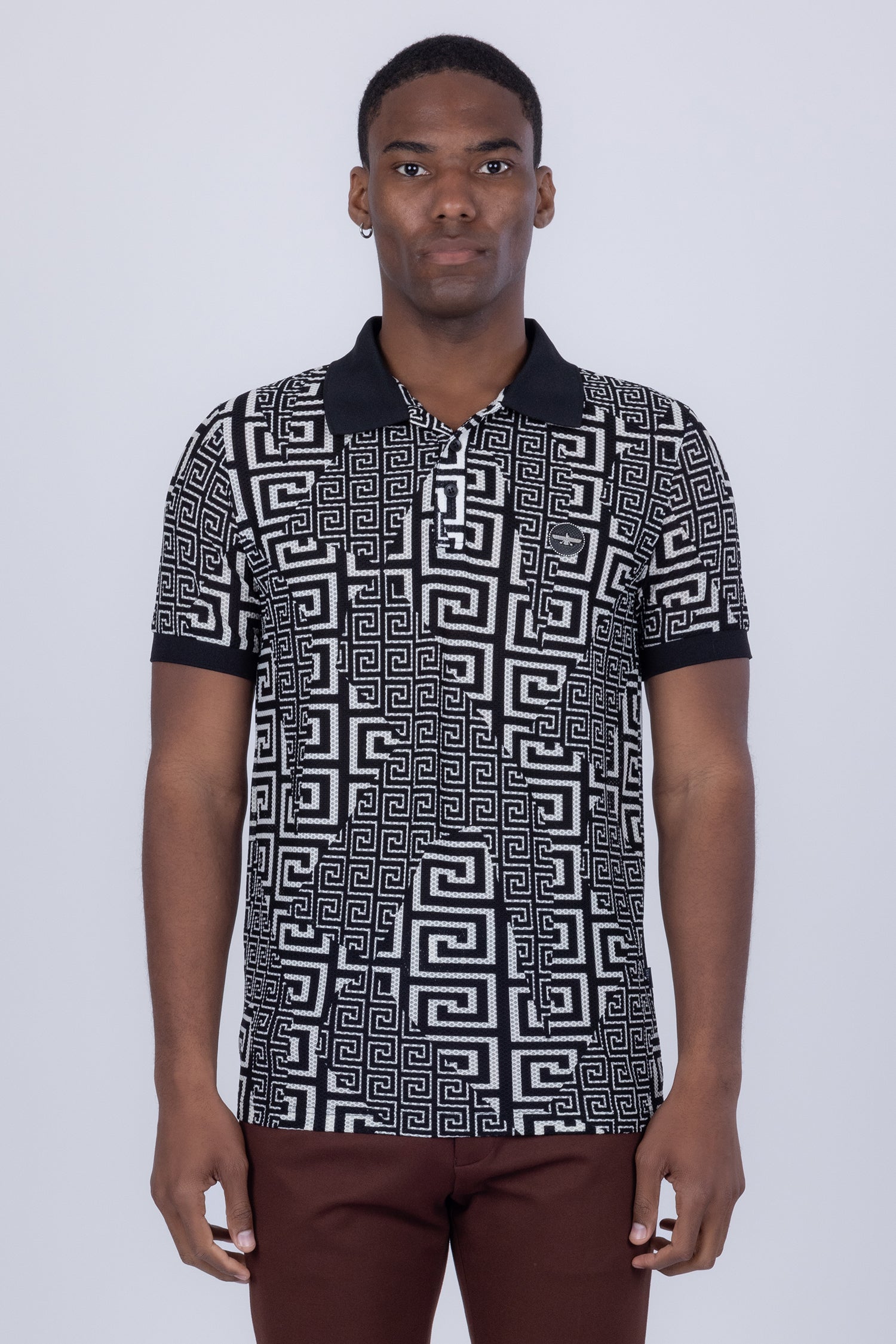Mykonos Greek Key Pattern Polo Shirt
