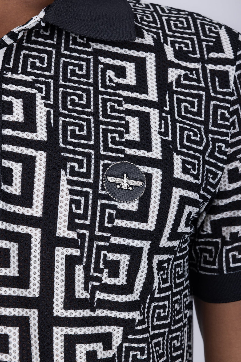 Mykonos Greek Key Pattern Polo Shirt