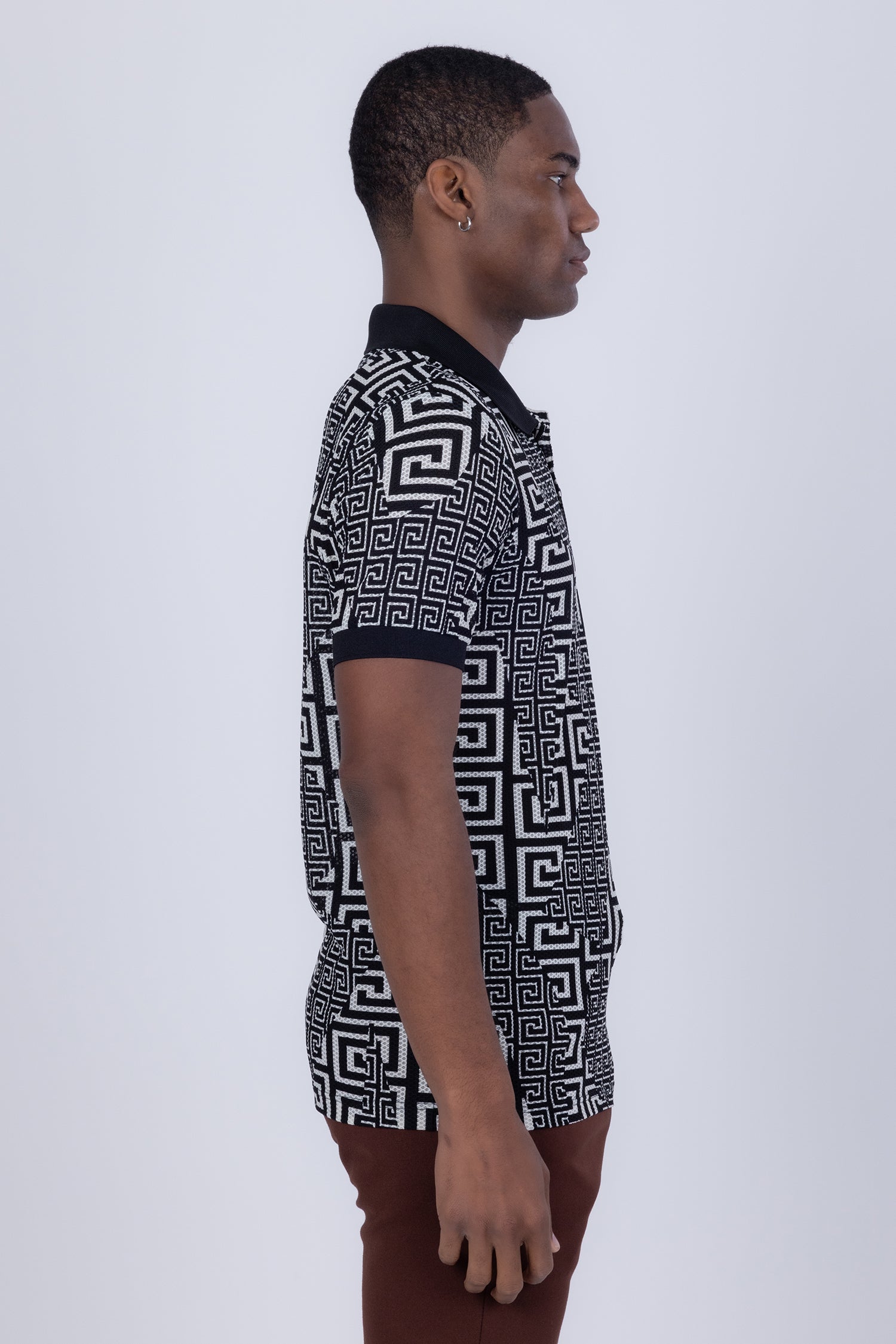 Mykonos Greek Key Pattern Polo Shirt