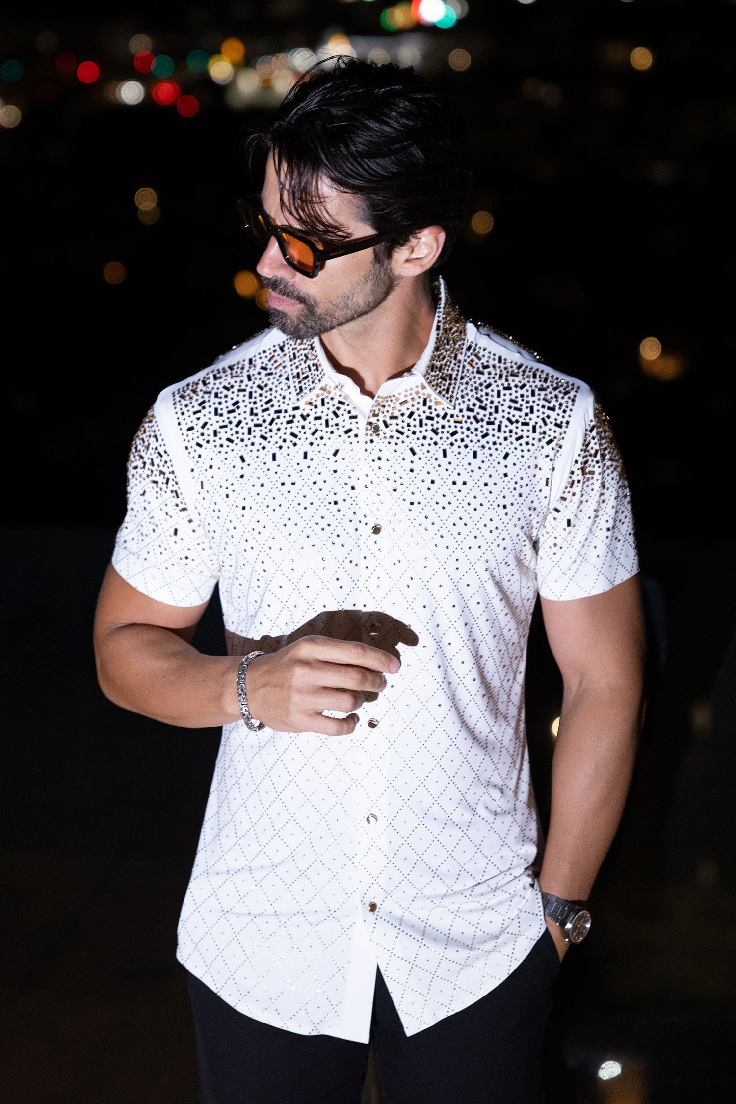 Trivon Rhinestone Short Sleeve Shirt