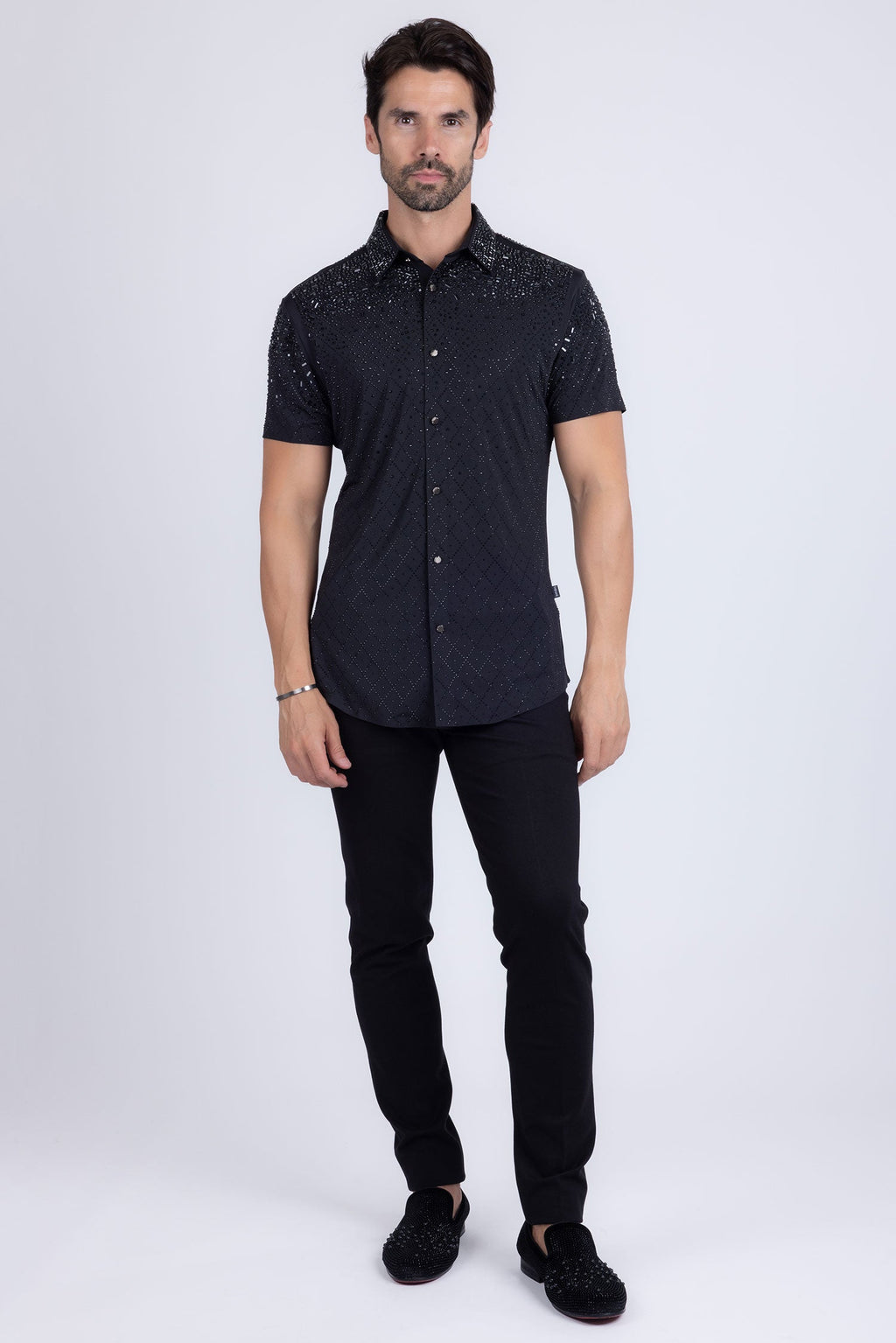 Trivon Rhinestone Short Sleeve Shirt