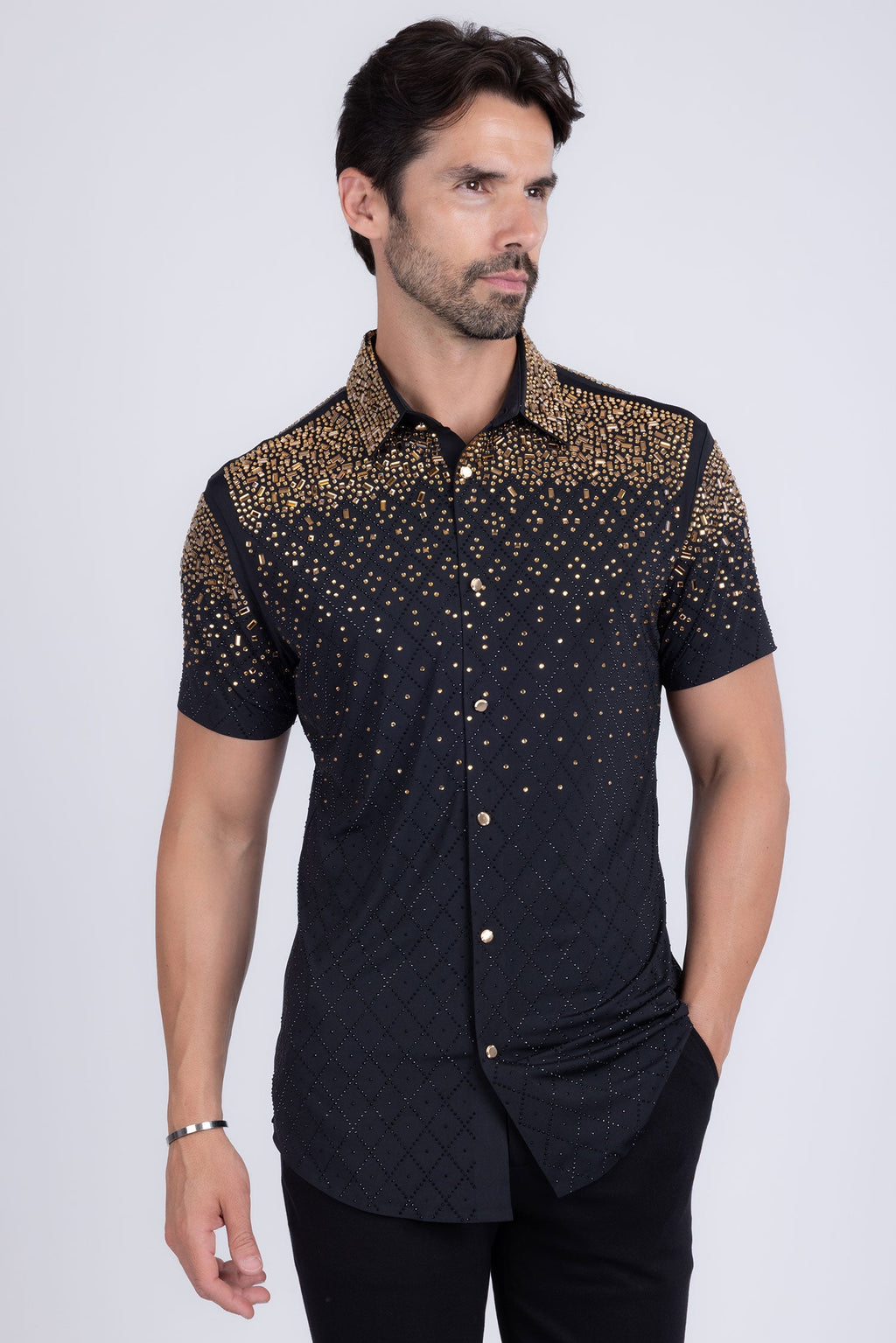 Trivon Rhinestone Short Sleeve Shirt