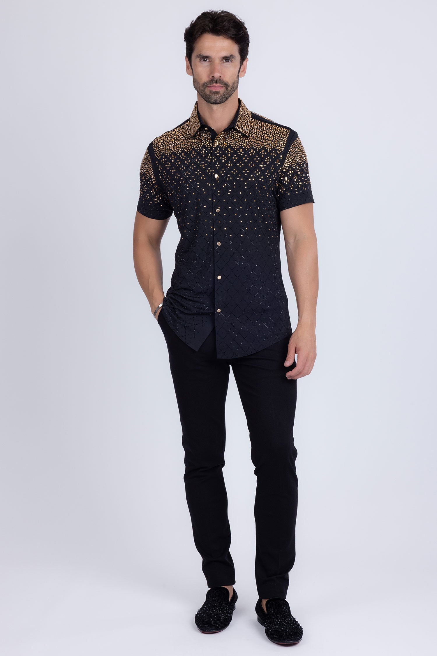 Trivon Rhinestone Short Sleeve Shirt