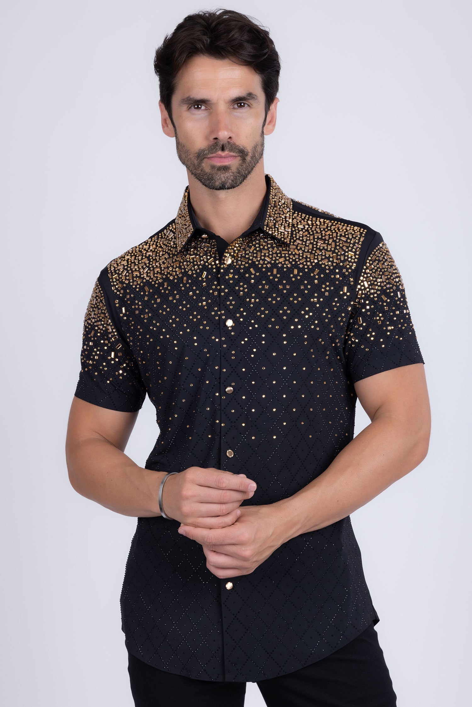 Trivon Rhinestone Short Sleeve Shirt