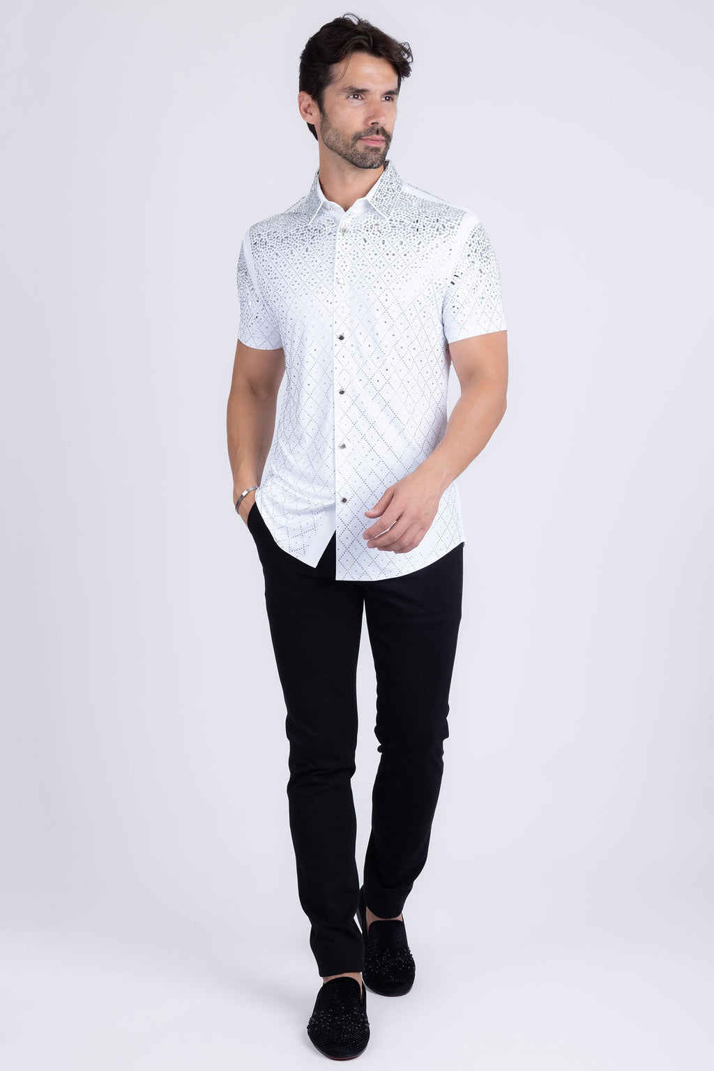 Trivon Rhinestone Short Sleeve Shirt