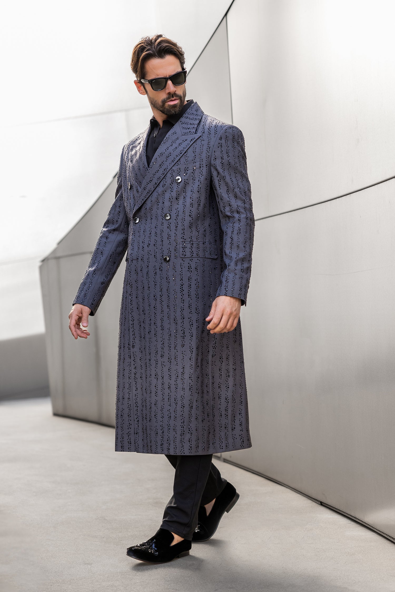 Dappled Rhinestone Long Coat