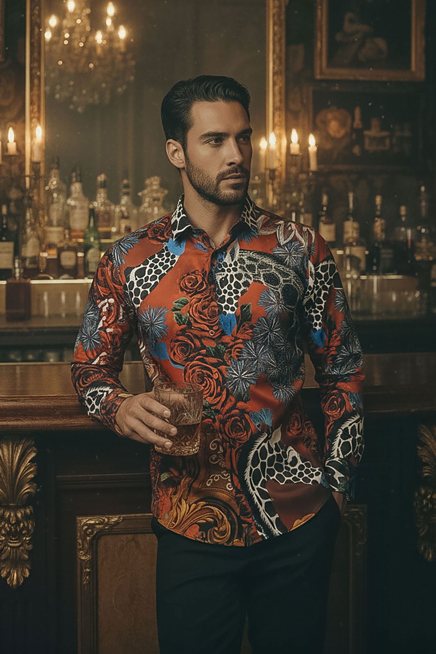 Giraffe Rose Rhinestone Long Sleeve Shirt