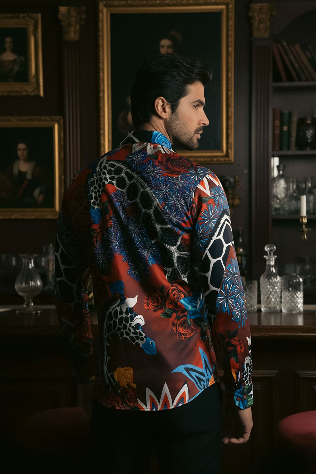 Giraffe Rose Rhinestone Long Sleeve Shirt