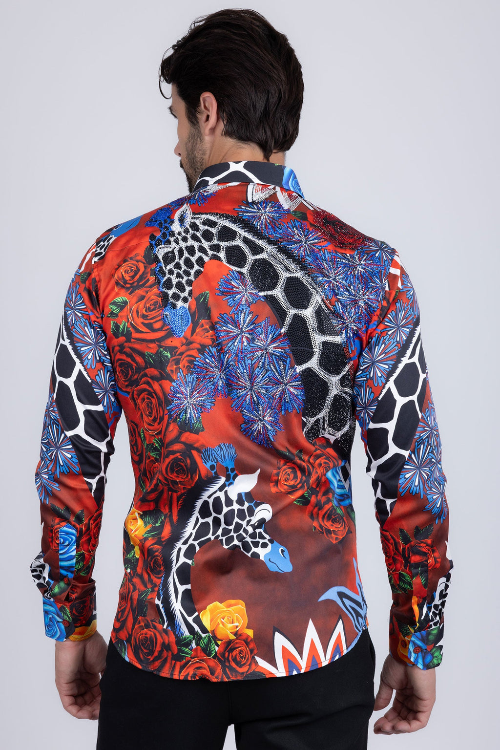 Giraffe Rose Rhinestone Long Sleeve Shirt