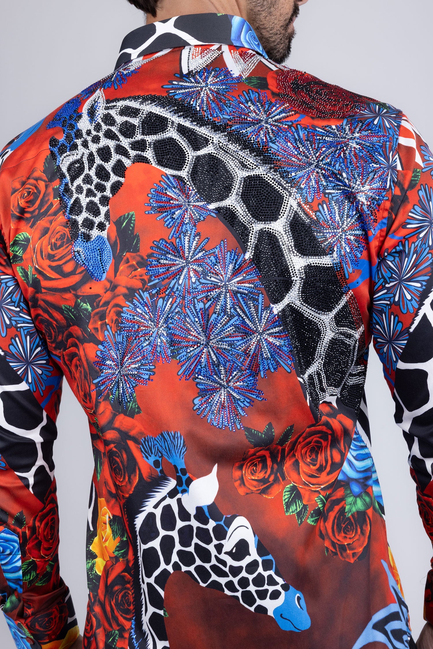 Giraffe Rose Rhinestone Long Sleeve Shirt